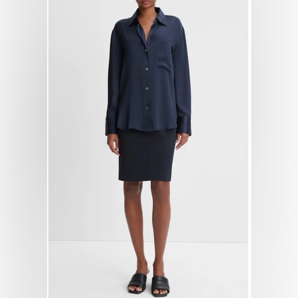 NWT Vince relaxed chest pocket blouse $395 msrp